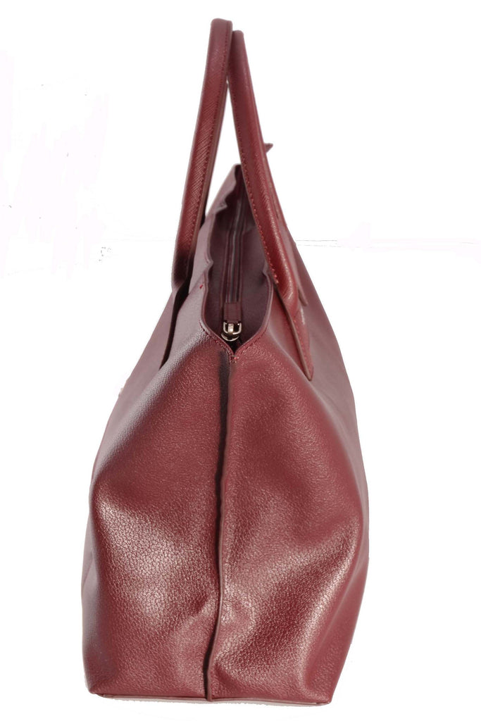 Large Leather Tote Bag. Burgundy Color. Shoulder Bag. Hobo 