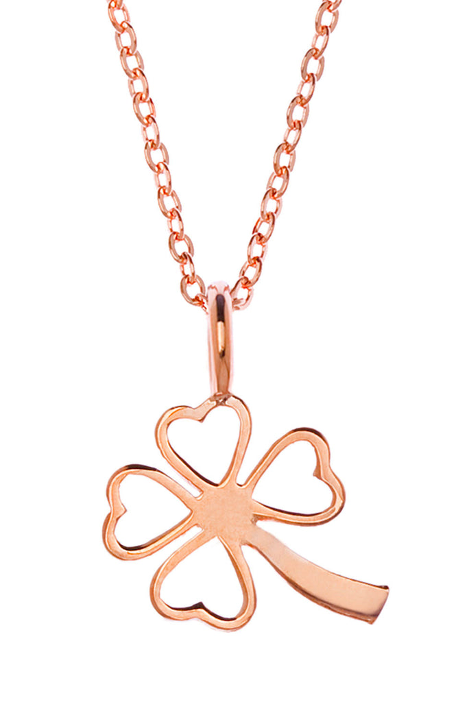 Samantha Faye Small Clover Pendant Necklace Rose Gold(Rosybrown)